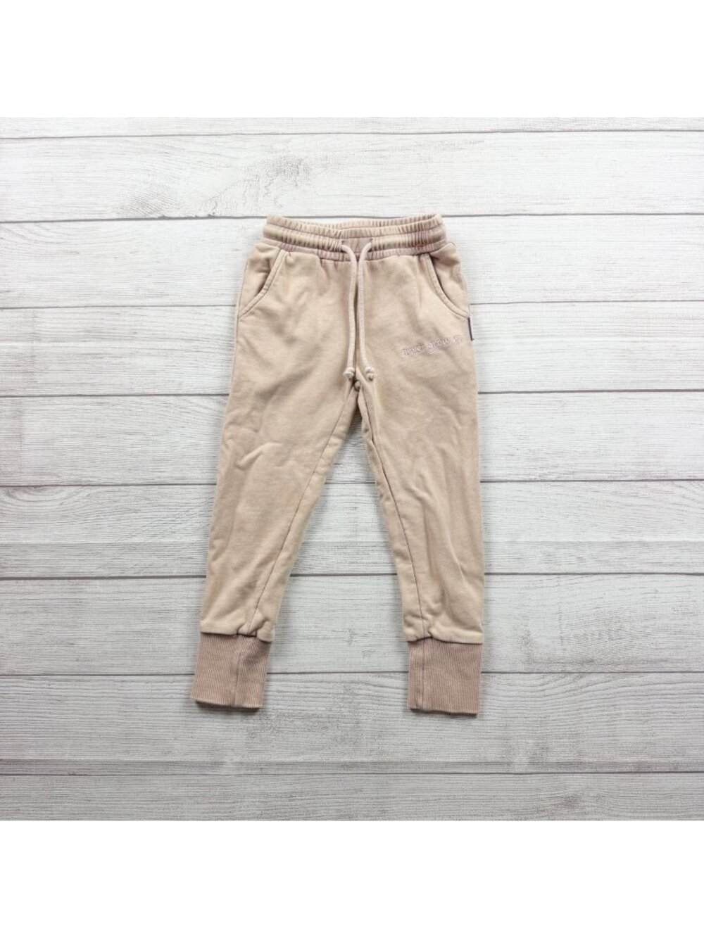 Little Wedgies Never Grow Up Jogger Pants Beige Pockets 4